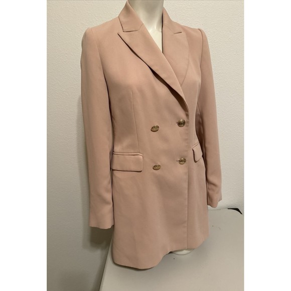 Zara Basic Collection Camel Double Breasted  Long Blazer Jacket Dress Women M - Picture 7 of 10